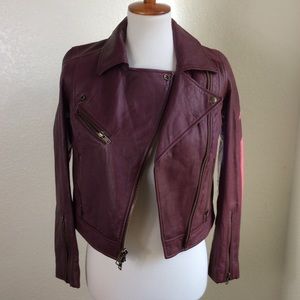 Fossil burgundy butter soft leather Moto jacket
